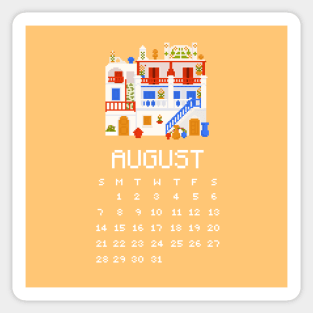 August 2022 Calendar Pixel Art Sticker